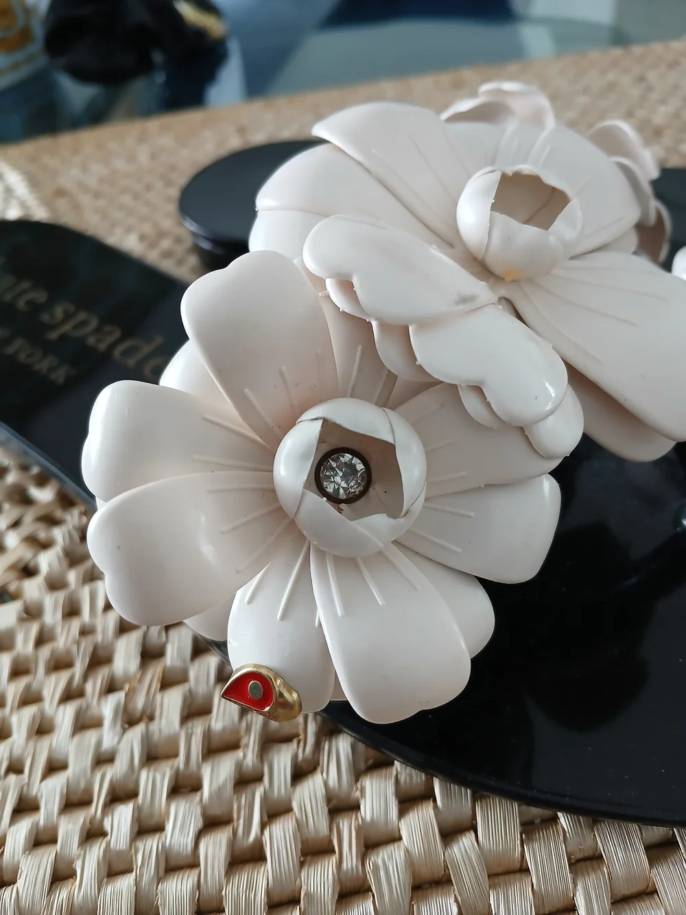 kate spade White Floral Jelly Slide Sandals
